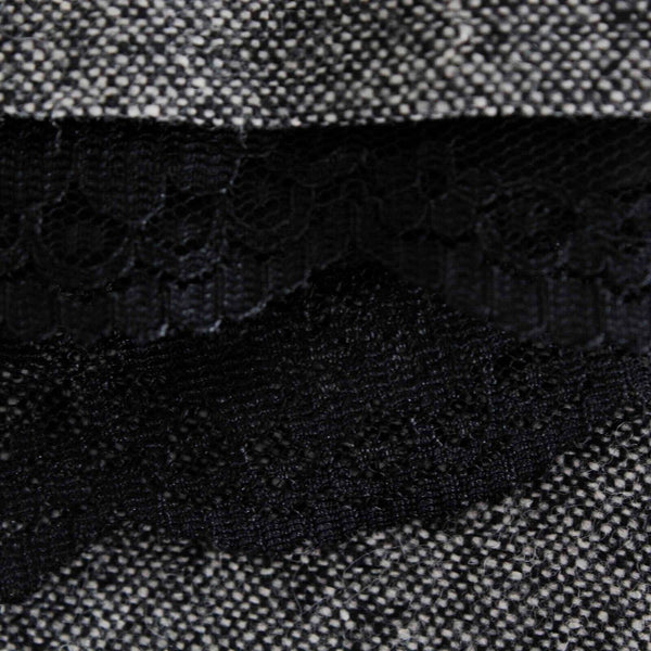 Liz Claiborne Sz 8 Black White Gray Lace Hem Lined A Line Wool Blend Skirt