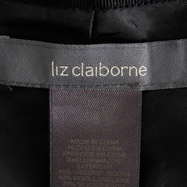 Liz Claiborne Sz 8 Black White Gray Lace Hem Lined A Line Wool Blend Skirt