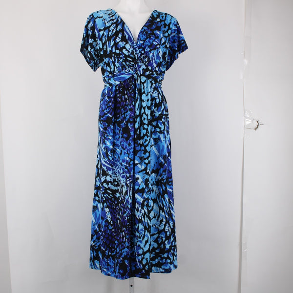 Avenue Dress NEW $70 Sz 22 Blue Black Purple Twisted Front Poly Spandex Dress