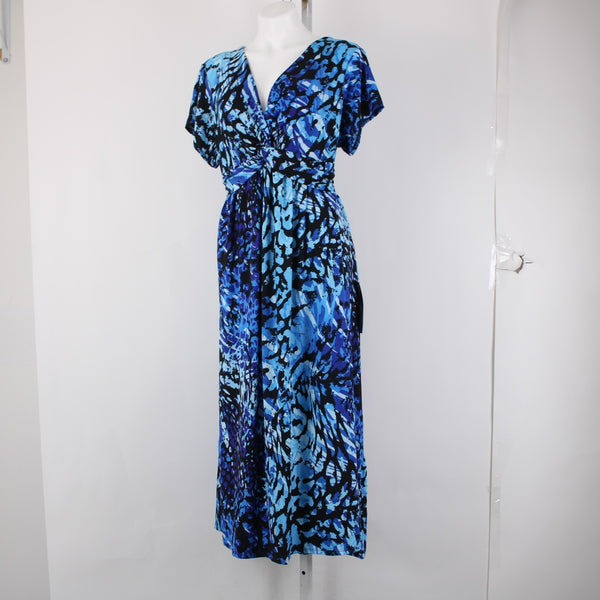 Avenue Dress NEW $70 Sz 22 Blue Black Purple Twisted Front Poly Spandex Dress