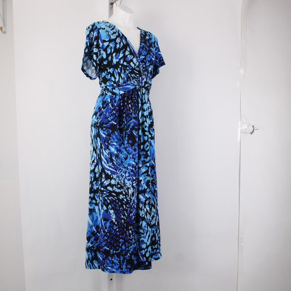 Avenue Dress NEW $70 Sz 22 Blue Black Purple Twisted Front Poly Spandex Dress