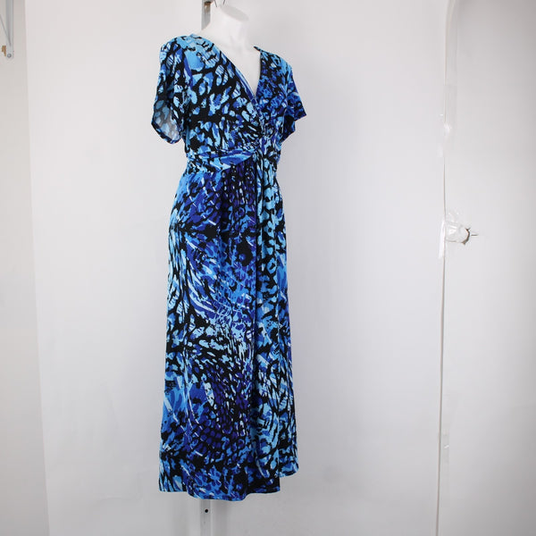 Avenue Dress NEW $70 Sz 22 Blue Black Purple Twisted Front Poly Spandex Dress