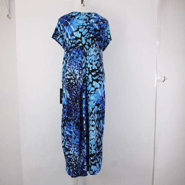 Avenue Dress NEW $70 Sz 22 Blue Black Purple Twisted Front Poly Spandex Dress