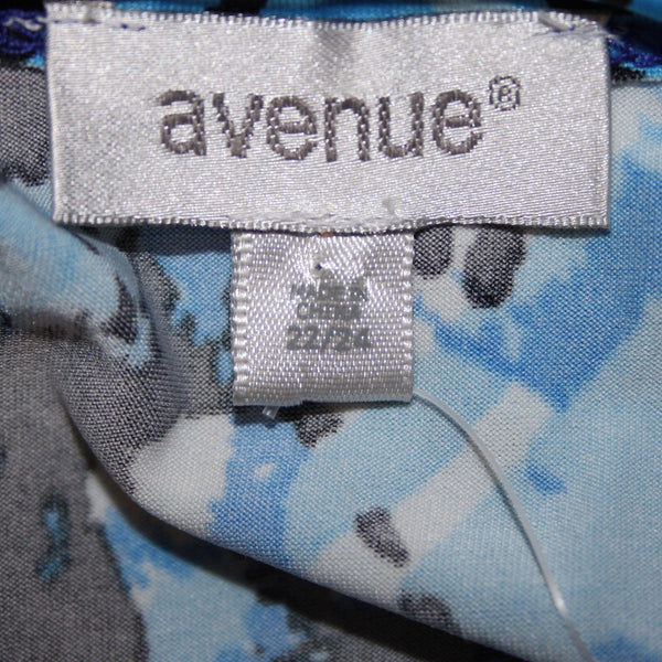 Avenue Dress NEW $70 Sz 22 Blue Black Purple Twisted Front Poly Spandex Dress