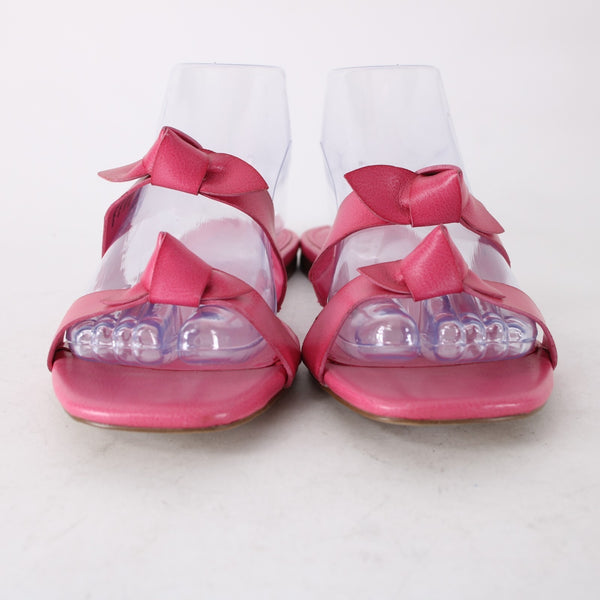 J Crew Sandals Sz 9 Pink Bow Detail Synthetic Upper Lining Sandals
