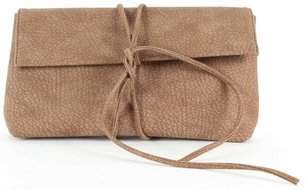 Bam Forever 13 x 7 x 3 Brown Vegan Suede Wrap Tie Polyurethane Clutch Purse