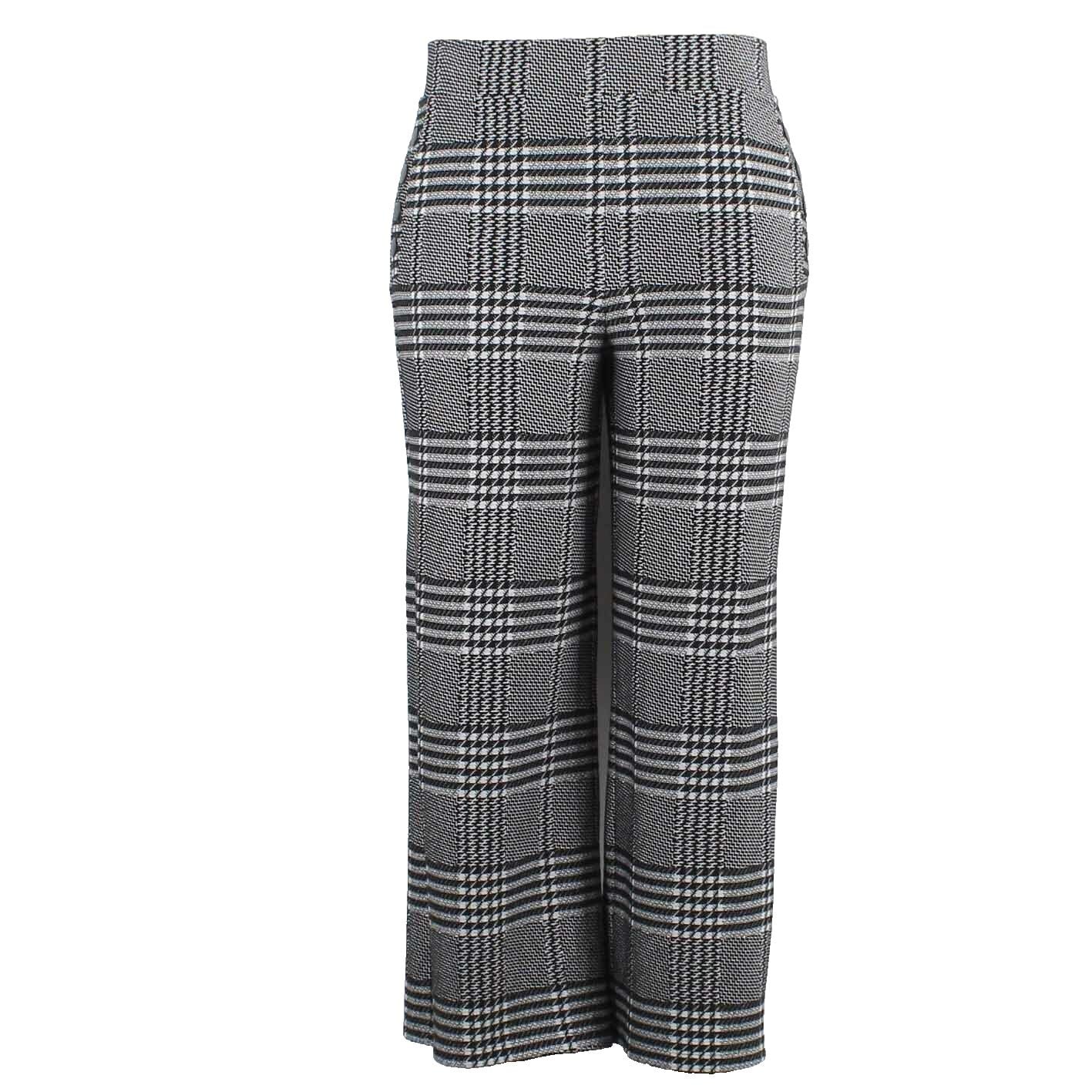 Joseph Ribkoff NEW $199 Sz 12 Black White Plaid Stretch Poly Blend Pant