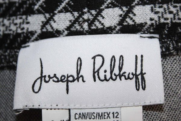 Joseph Ribkoff NEW $199 Sz 12 Black White Plaid Stretch Poly Blend Pant