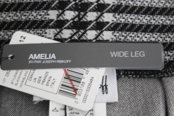 Joseph Ribkoff NEW $199 Sz 12 Black White Plaid Stretch Poly Blend Pant