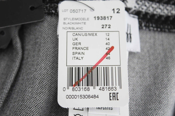Joseph Ribkoff NEW $199 Sz 12 Black White Plaid Stretch Poly Blend Pant