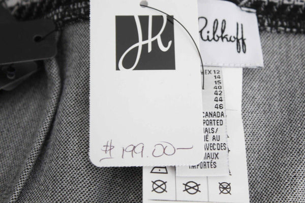 Joseph Ribkoff NEW $199 Sz 12 Black White Plaid Stretch Poly Blend Pant