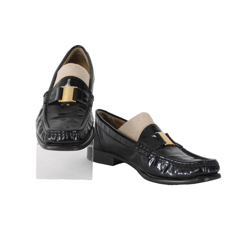 Bally Flats Tempest Sz 6.5 N Black Gold Hardware Leather Upper Inner Flats