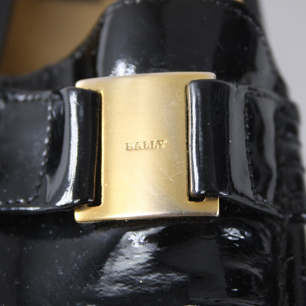 Bally Flats Tempest Sz 6.5 N Black Gold Hardware Leather Upper Inner Flats