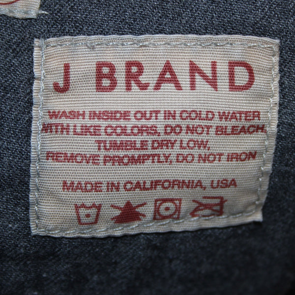 J Brand Sz 25 x 34 Black Denim Pockets Cigarette Leg Cotton Spandex Jeans
