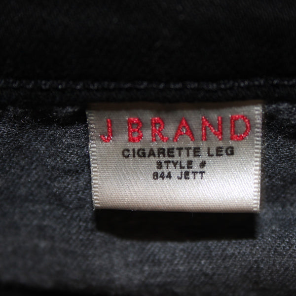 J Brand Sz 25 x 34 Black Denim Pockets Cigarette Leg Cotton Spandex Jeans