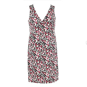 MIX IT Sz M Black Pink Beige Multi Polyester Faux Wrap Dress
