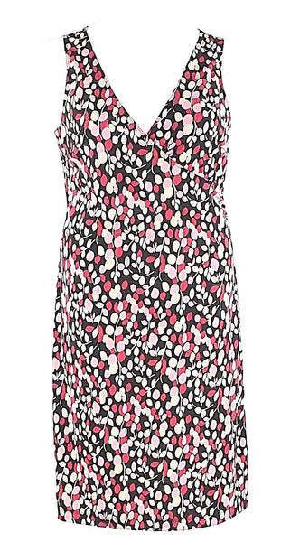 MIX IT Sz M Black Pink Beige Multi Polyester Faux Wrap Dress