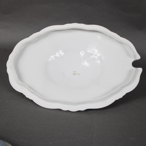 Limoges 12" x 8" White Purple Multicolor Porcelain Floral France Covered Server