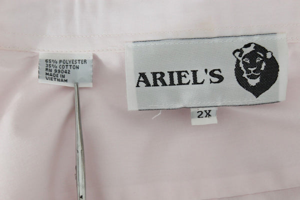 Ariels Sz 2X Pink Gold Multi Poly Cotton Blend Hand Painted Buttoned Top