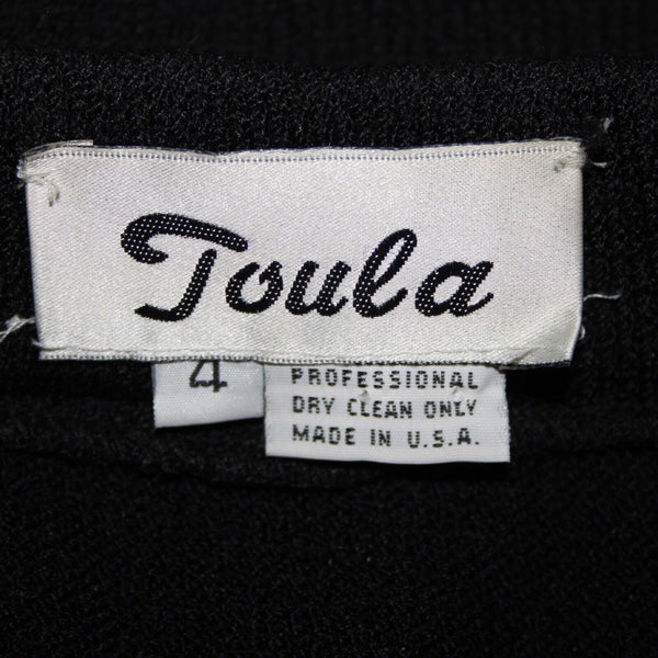 Toula Sz 4 Black Elastic Waist Knee Length Santana Knit Wool Rayon Pencil Skirt