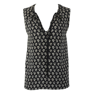 Proenza Schouler Sz 4 Black White V Neck Sleeveless Viscose Elastane Top