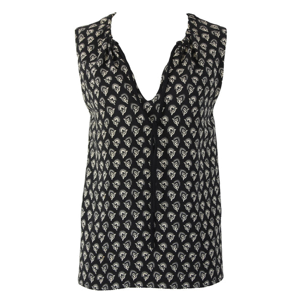 Proenza Schouler Sz 4 Black White V Neck Sleeveless Viscose Elastane Top