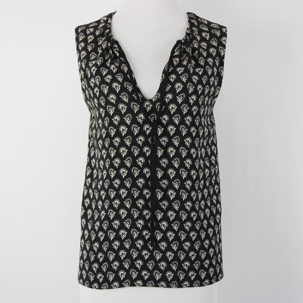 Proenza Schouler Sz 4 Black White V Neck Sleeveless Viscose Elastane Top