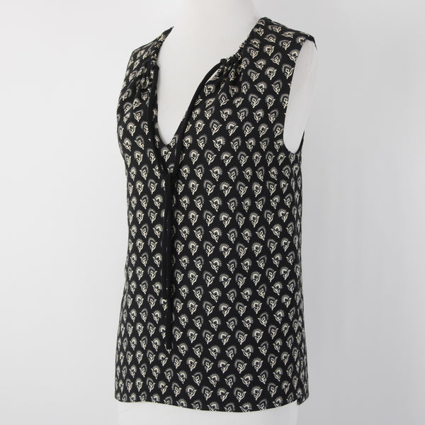 Proenza Schouler Sz 4 Black White V Neck Sleeveless Viscose Elastane Top