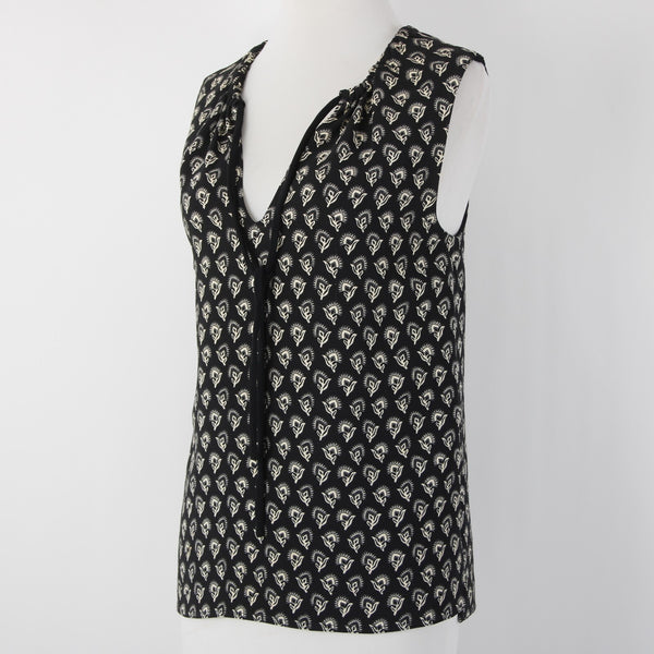 Proenza Schouler Sz 4 Black White V Neck Sleeveless Viscose Elastane Top
