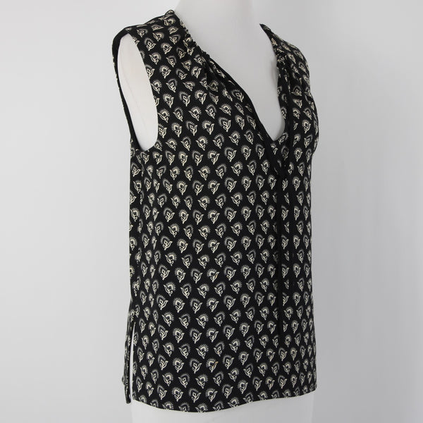 Proenza Schouler Sz 4 Black White V Neck Sleeveless Viscose Elastane Top