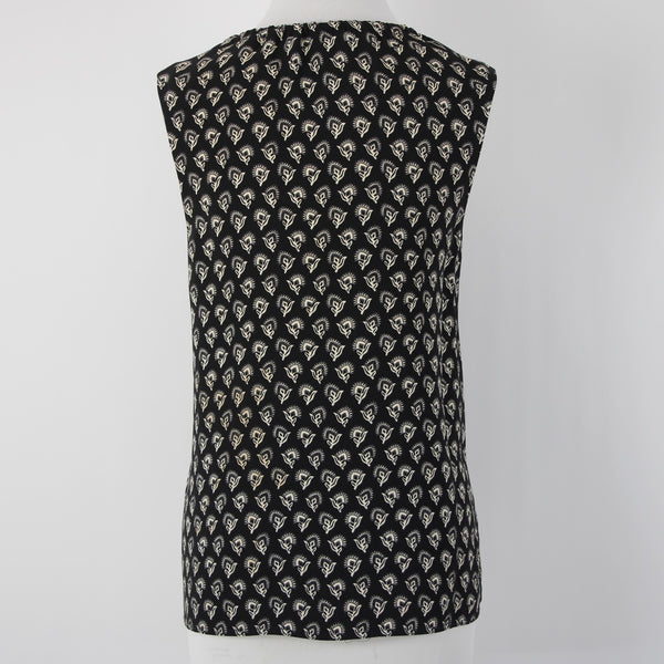 Proenza Schouler Sz 4 Black White V Neck Sleeveless Viscose Elastane Top