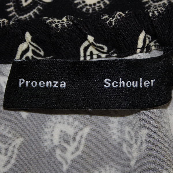 Proenza Schouler Sz 4 Black White V Neck Sleeveless Viscose Elastane Top