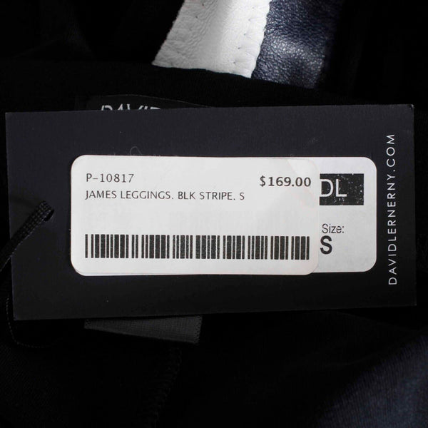 David Lerner NEW $169 James Sz S X 29 Black Stripe Nylon Spandex Legging Pant