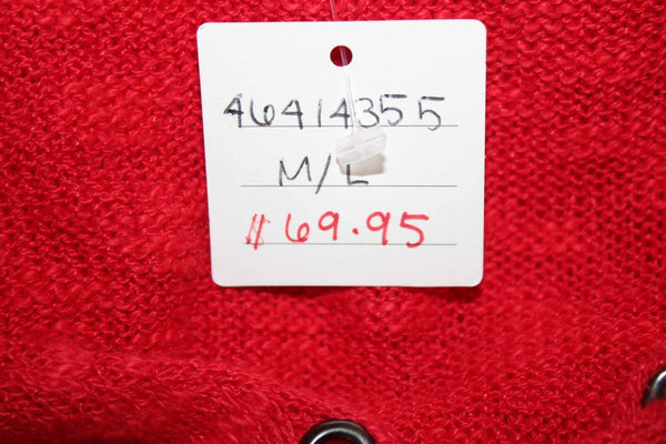 Moth NEW $70 Sz ML Red Drop Shoulder Knit Linen Cotton Blend Sweater Top