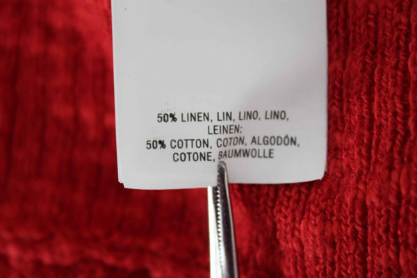 Moth NEW $70 Sz ML Red Drop Shoulder Knit Linen Cotton Blend Sweater Top