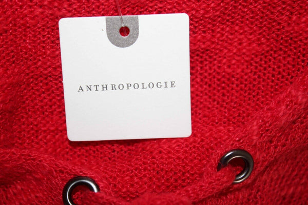 Moth NEW $70 Sz ML Red Drop Shoulder Knit Linen Cotton Blend Sweater Top