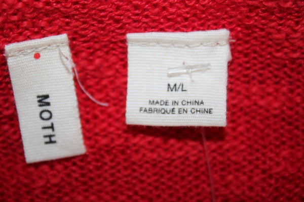 Moth NEW $70 Sz ML Red Drop Shoulder Knit Linen Cotton Blend Sweater Top