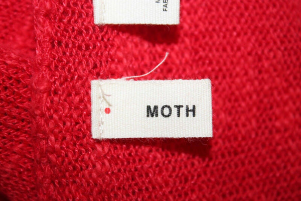 Moth NEW $70 Sz ML Red Drop Shoulder Knit Linen Cotton Blend Sweater Top