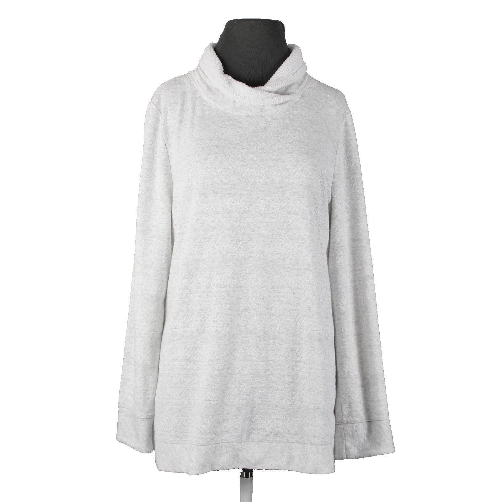 T By Talbots S L Gray White Collared Polyester Spandex Faux Fur Sweater