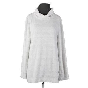 T By Talbots S L Gray White Collared Polyester Spandex Faux Fur Sweater