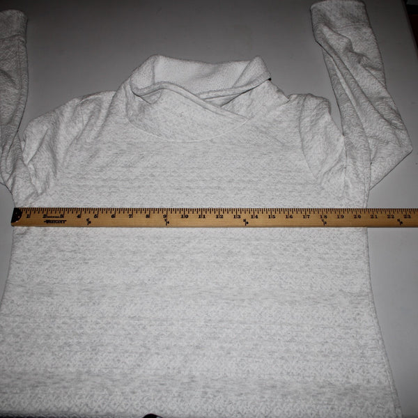 T By Talbots S L Gray White Collared Polyester Spandex Faux Fur Sweater