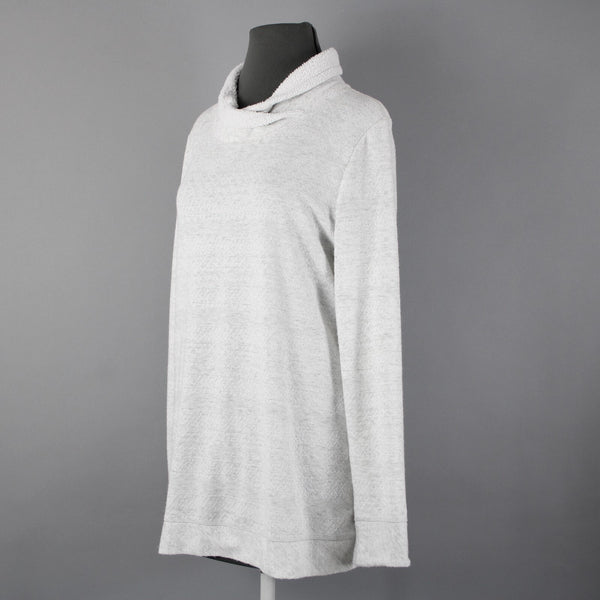 T By Talbots S L Gray White Collared Polyester Spandex Faux Fur Sweater