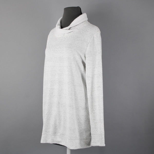 T By Talbots S L Gray White Collared Polyester Spandex Faux Fur Sweater