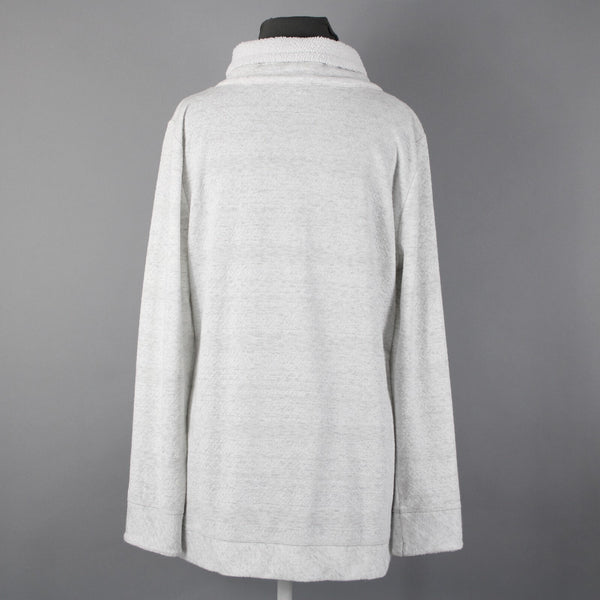 T By Talbots S L Gray White Collared Polyester Spandex Faux Fur Sweater