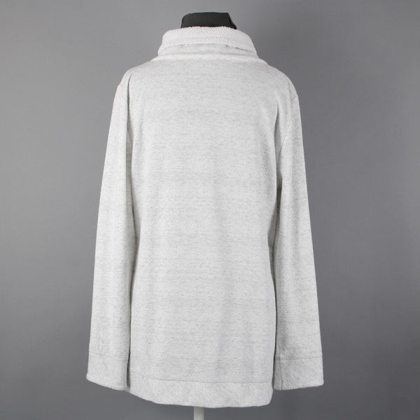 T By Talbots S L Gray White Collared Polyester Spandex Faux Fur Sweater