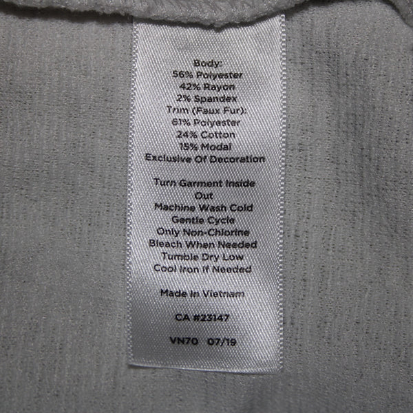 T By Talbots S L Gray White Collared Polyester Spandex Faux Fur Sweater