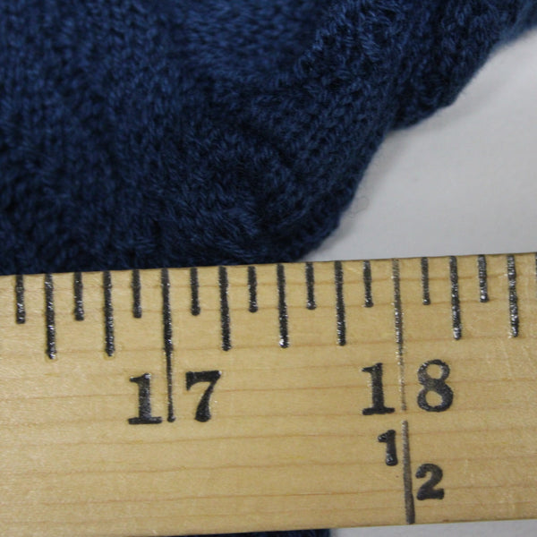 Talbots NEW $99 Sz M Petite Teal Blue Open Weave Ruffle Neck Cotton Blnd Sweater