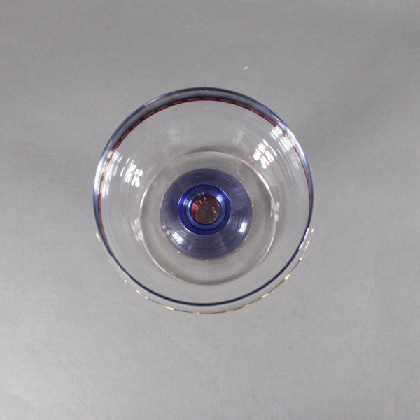 Bohemian Wine Glass Blue Gold Pink Painted Bohemian 6.25" Wine Glass