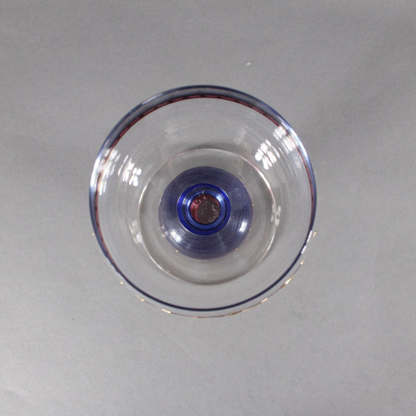 Bohemian Wine Glass Blue Gold Pink Painted Bohemian 6.25" Wine Glass