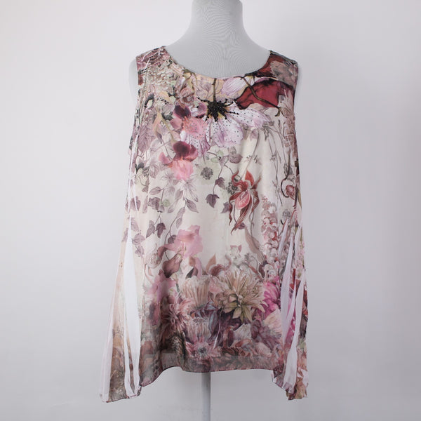 Dress Barn Top NEW $34 Sz 2x Pink Multi Color Floral Asymmetrical 100% Poly Top